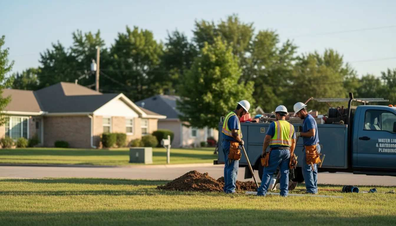 Residential water line and bathroom plumbing service in Mayfield, KS
